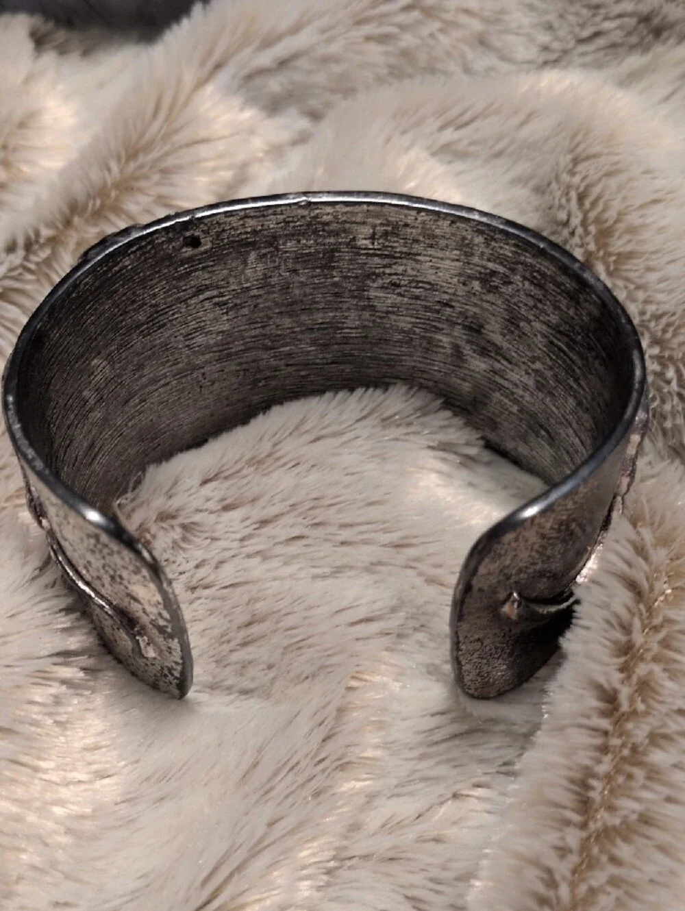 Heavy Vintage Mixed Metal Wide Daisy Flower Statement Cuff Bracelet